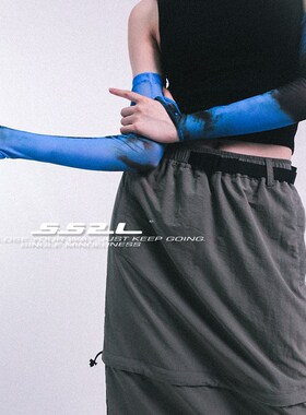 SS2L春夏小众抽象扎染Yt2k千禧风中式风辣妹网纱连指袖套女ins潮