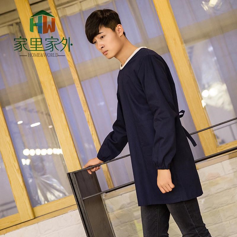 家里家外男士围裙纯棉制作防水印字印logo成人罩衣劳保工作服