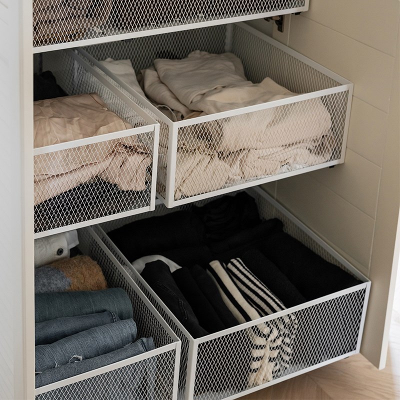 新款网格收纳篮橱柜收纳筐杂物置物篮子定制厨房衣柜抽屉轨道拉篮