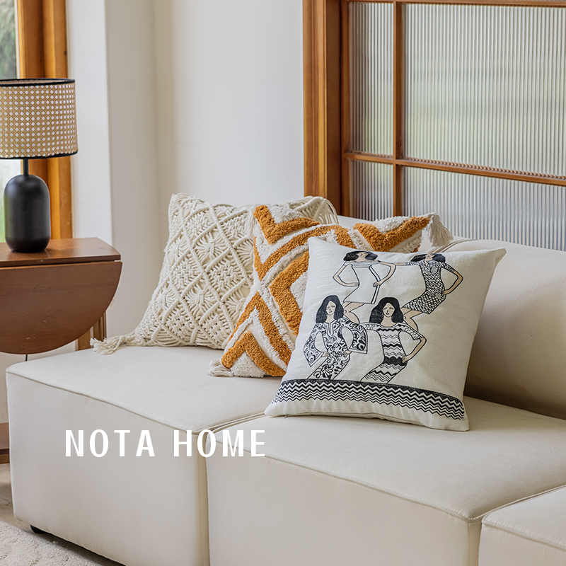 簇绒抱枕民宿靠垫手工编织靠枕客厅沙发抱枕套汽车护腰民族风腰枕