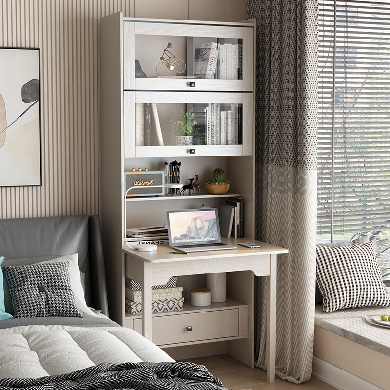 实木折叠书桌书柜一体现代简约卧室电脑桌书架床边转角连体书桌柜,住宅家具,书桌,淘宝优惠券,粉丝福利购,淘宝优惠卷