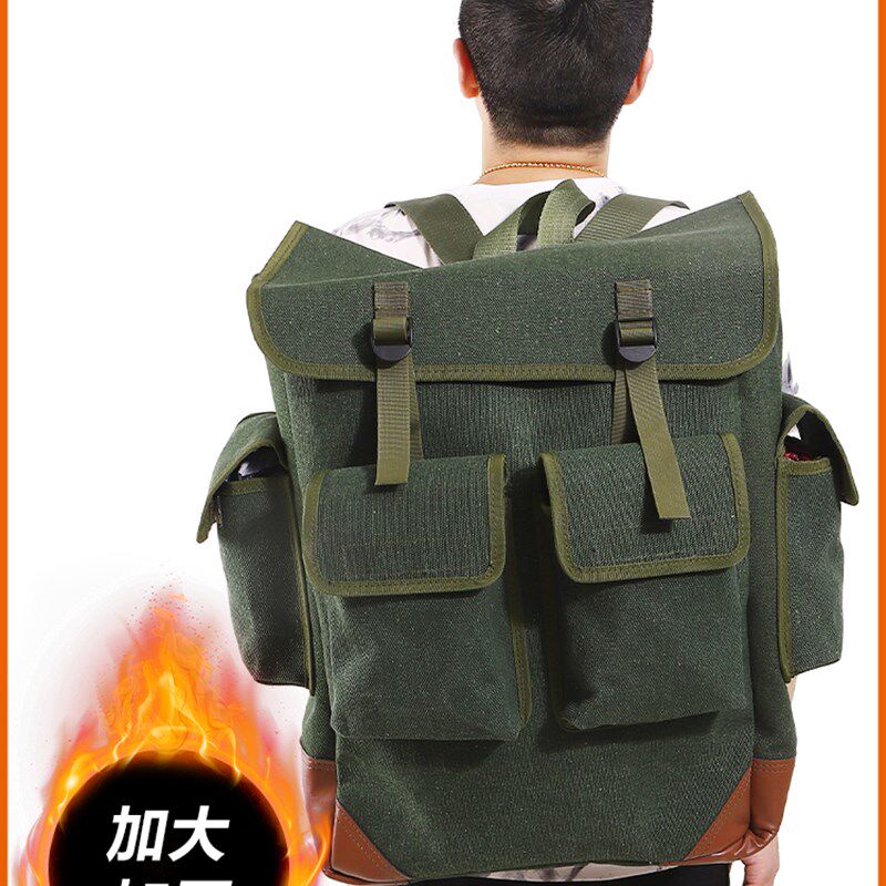 帆布双肩背包工具包男多功能结实耐用加厚耐磨大容量工地木工建筑