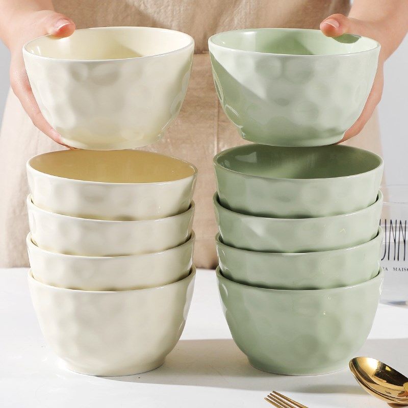 碗家用10只装4.75英寸陶瓷米饭碗汤碗面碗餐具简约纯色水果碗新品,餐饮具,碗,淘宝优惠券,粉丝福利购,淘宝优惠卷
