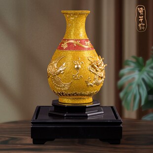 龙凤呈祥摆件漆线雕花瓶新婚礼物送新娘结婚礼品送新人结婚送礼