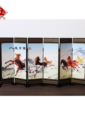 扬州漆器厂彩绘仿古六扇小屏风礼物结婚生日商务办公礼品摆件送礼