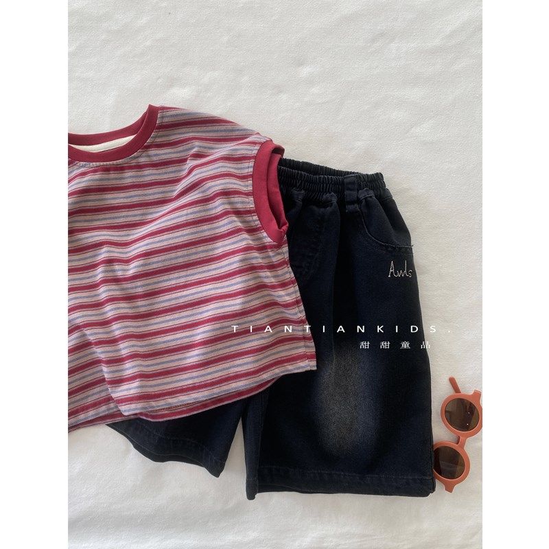 【我是小中童】韩版撞色条纹背心男童透气夏女宝圆领无袖上衣马甲,童装/婴儿装/亲子装,背心吊带,淘宝优惠券,粉丝福利购,淘宝优惠卷