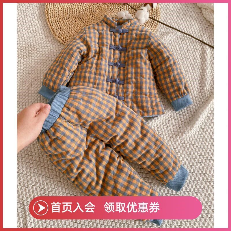 2024冬季新品男童纯棉花宝宝手工棉衣套装 3岁儿童中国风加厚唐装,童装/婴儿装/亲子装,唐装,淘宝优惠券,粉丝福利购,淘宝优惠卷