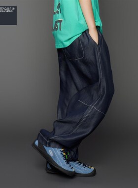 【冰丝】【凉丝丝】夏垂感薄牛仔长裤儿童裤子防蚊空调裤松紧腰