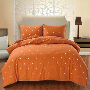 外贸桔色全棉纯棉毛巾绣花欧式 四件套 1.8m2.0m双人床上用品床单式