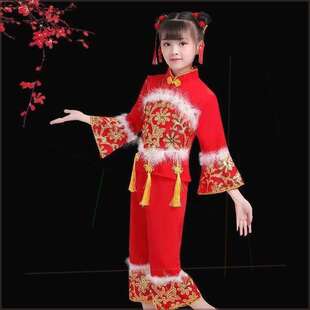 元旦儿童秧歌服说唱中国风幼儿喜庆服演出太平打鼓舞蹈民族表演服