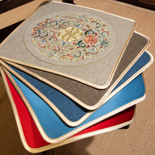 新中式椅垫中古座垫沙发实木防滑四季办公室护腰S禅意轻奢椅子软