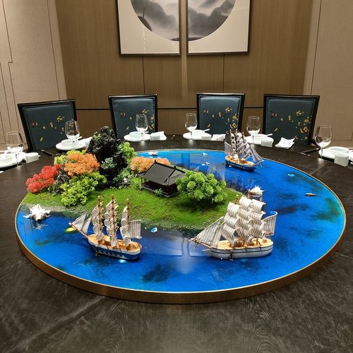 餐桌桌芯桌摆酒店饭店餐桌转盘花圆形工艺品微缩景观装Z饰品摆件