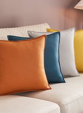 北欧轻奢风科技布抱枕客r厅沙发夏季靠枕套不含芯现代橙色靠垫抱