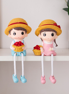 家居客厅装饰婚房k摆设墙壁挂件卡通可爱情侣吊脚娃娃小礼品摆件