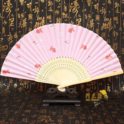 日式折扇中国风面扇女绢  扇子女式小礼物真丝绸缎扇出国礼品