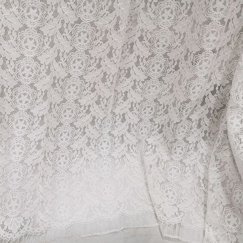 新款竖条蕾丝布料服装面料 立体镂空布料绣花面料提花蕾丝料包邮
