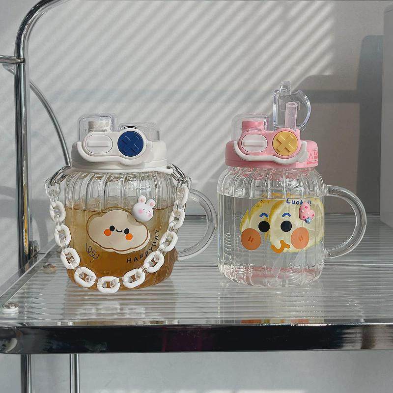 水杯女生玻璃少女高颜值大肚容量夏季2024新款吸管办公室可爱杯子