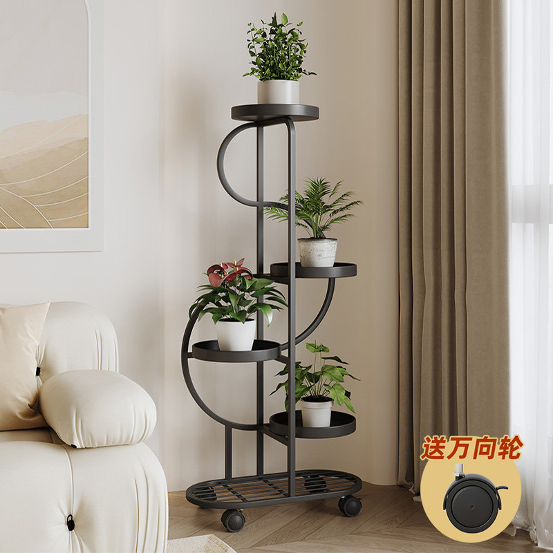 花架子客厅落地式花盆架室内植物摆放架铁艺花Q架可移动阳台置物