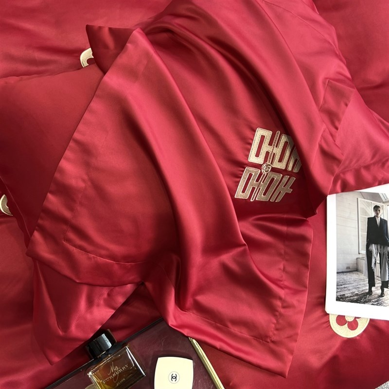 结婚床上用品四件套婚庆大红色婚嫁床单新婚被套婚房婚礼出嫁