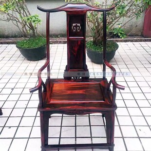 交趾黄檀四出头官帽椅三件套 大红酸枝圈椅 老红木古典太师椅家具