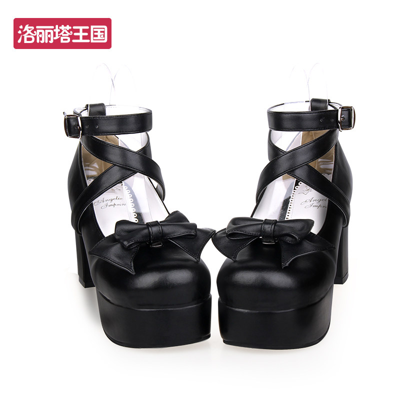 LOLITA鞋圆头可爱蝴蝶结公主鞋高跟小皮鞋洋装.鞋9812