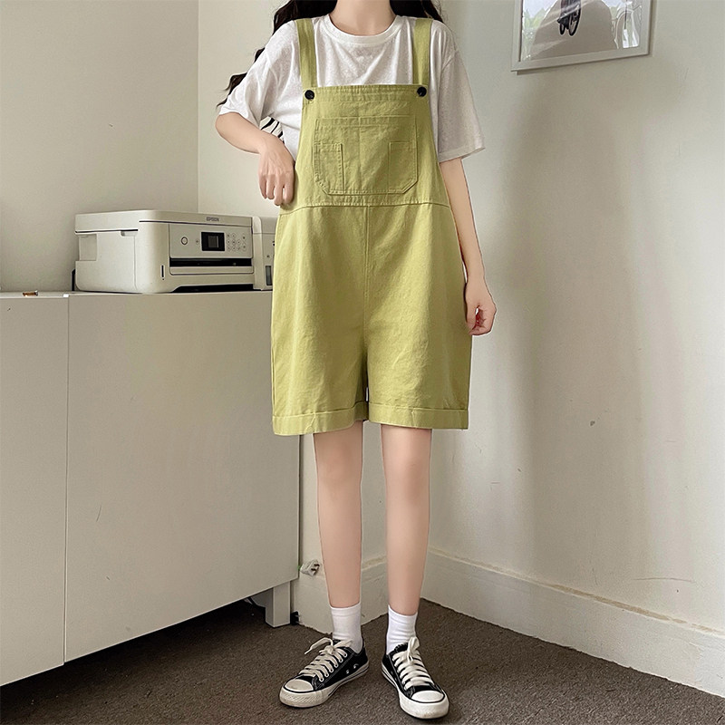工装背带裤少女夏装学院风初高z中学生小个子显高减龄连体阔腿短