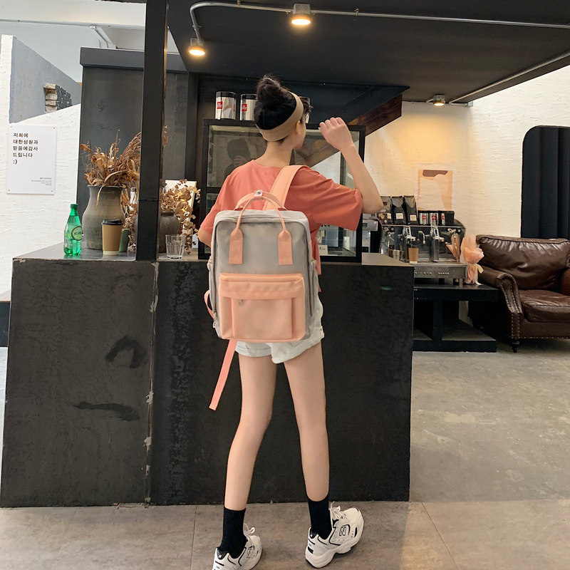 书包女大学生可放电脑简约百搭大容量上课高颜值ins风双肩包背包