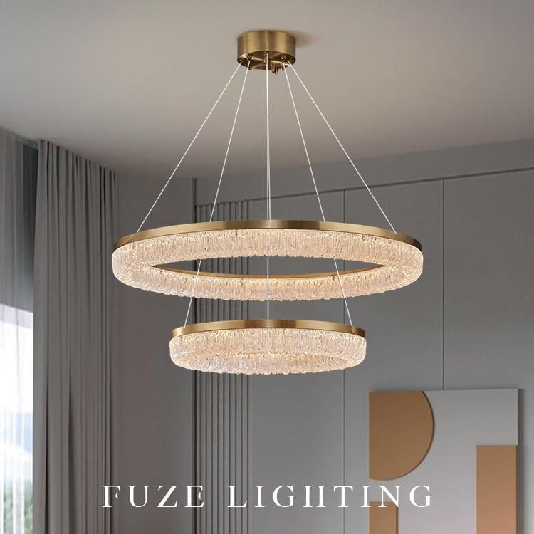 意式轻奢客厅吊灯大厅主灯2025新款高端大气挑高设计师款圆环灯具