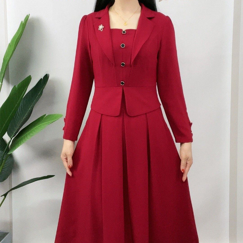 假两件长袖连衣裙女2024春季新款时尚洋气收腰显瘦中长款a字裙子,女装/女士精品,连衣裙,淘宝优惠券,粉丝福利购,淘宝优惠卷