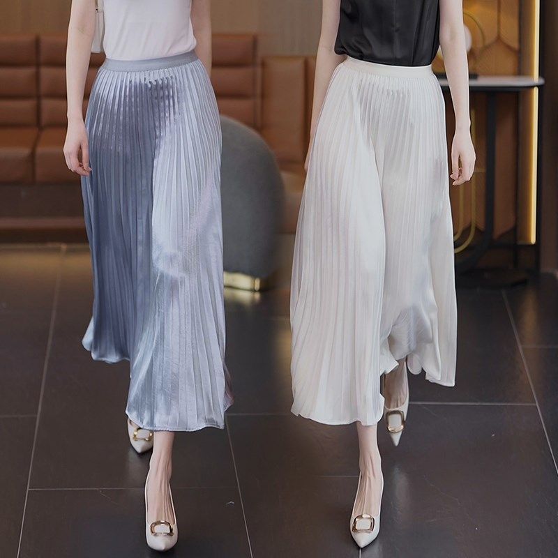 流光网纱半身裙女薄款2025夏季新款高腰垂感百褶裙中长款大摆裙子,女装/女士精品,真丝上装,淘宝优惠券,粉丝福利购,淘宝优惠卷