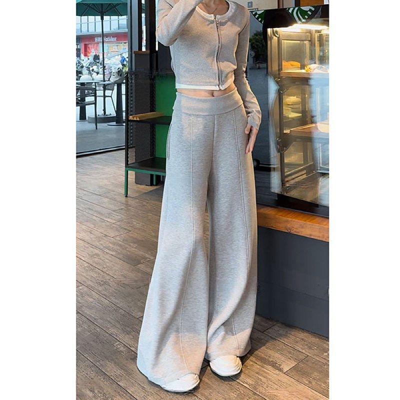 大码胖mm美式灰色休闲裤女秋冬高腰辣妹直筒运动裤宽松裤子阔腿裤,女装/女士精品,大码裤装,淘宝优惠券,粉丝福利购,淘宝优惠卷