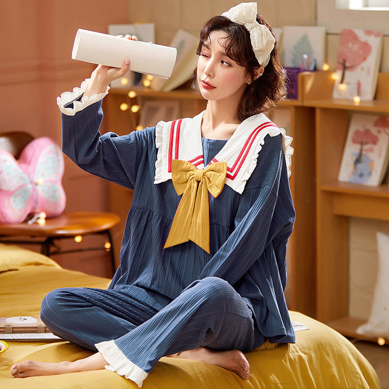 5XL特大码睡衣女秋季纯棉长袖加肥加大码200斤家居服春天两件套装