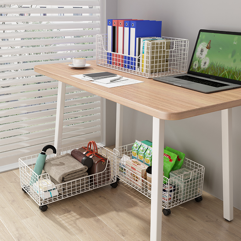 办公室置物架工位收纳神器桌下书架书包柜桌面放包桌底落地小推车