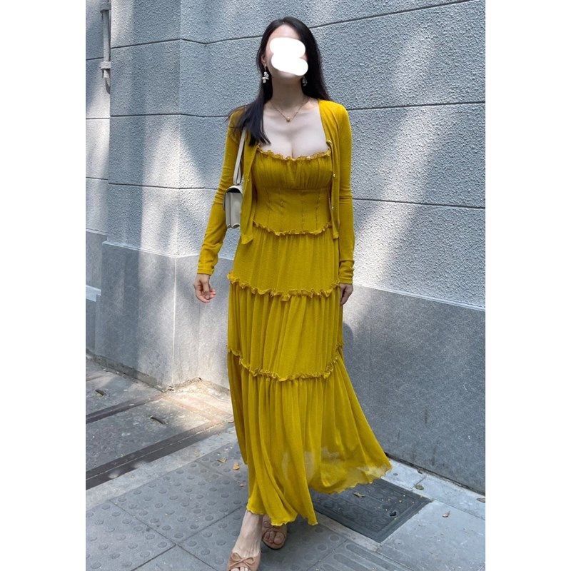 新款小众温柔风气质高级微胖大码修身显瘦吊带连衣裙开衫时尚套装,女装/女士精品,时尚套装,淘宝优惠券,粉丝福利购,淘宝优惠卷