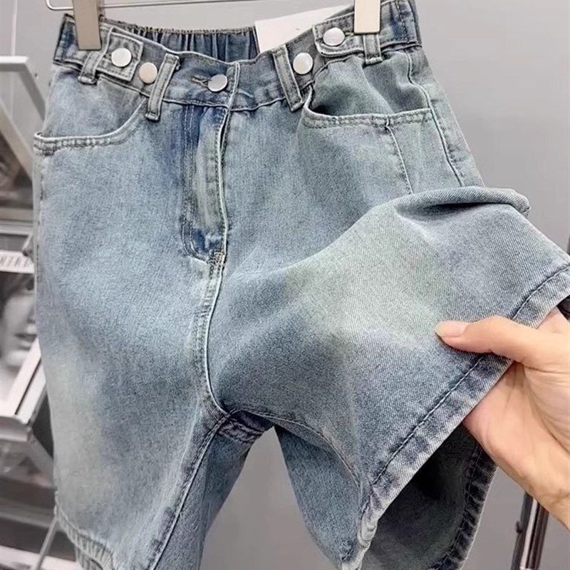 2024夏季新款大码胖mm高腰显瘦牛仔短裤女梨型身材百搭五分阔腿裤,女装/女士精品,大码裤装,淘宝优惠券,粉丝福利购,淘宝优惠卷
