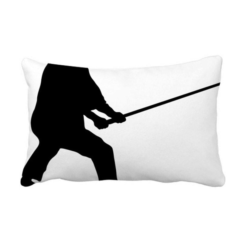 少林棍中国功夫武僧图案抱枕靠枕腰枕沙发靠垫双面含芯礼物定制简