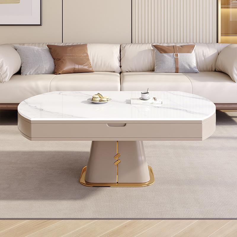 轻奢多功能岩板升降茶几餐桌两用家用小户型智能一体式电动茶几桌