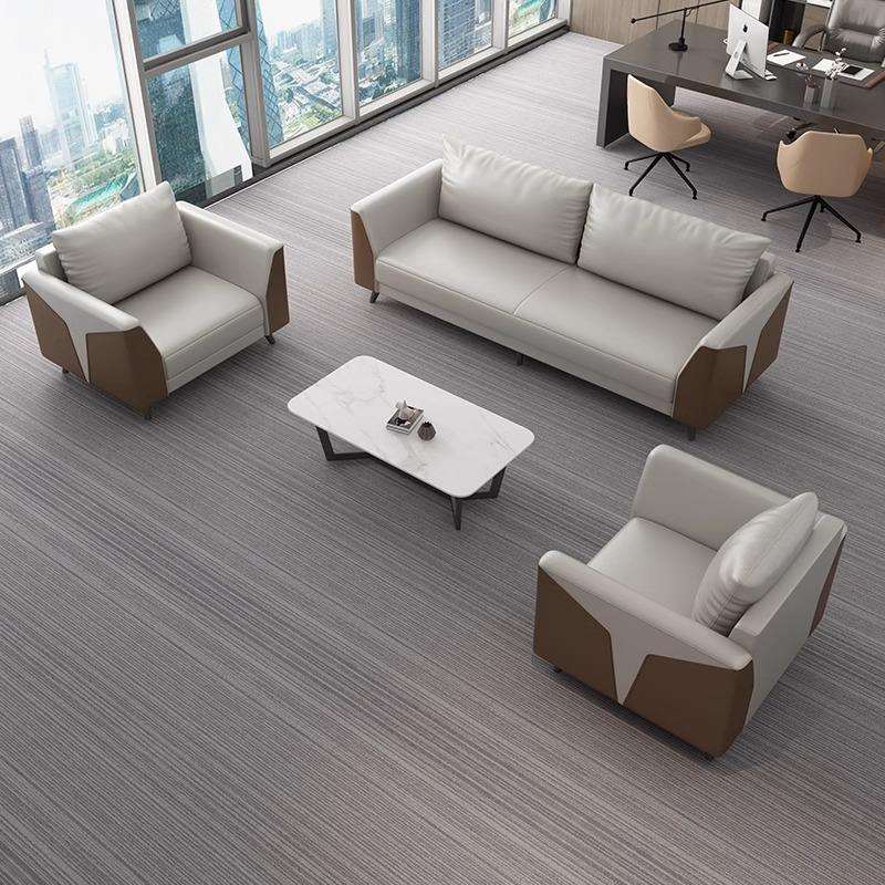 创意简约现代办公室铁艺沙发茶几组合套装接待室商务洽谈办公沙发