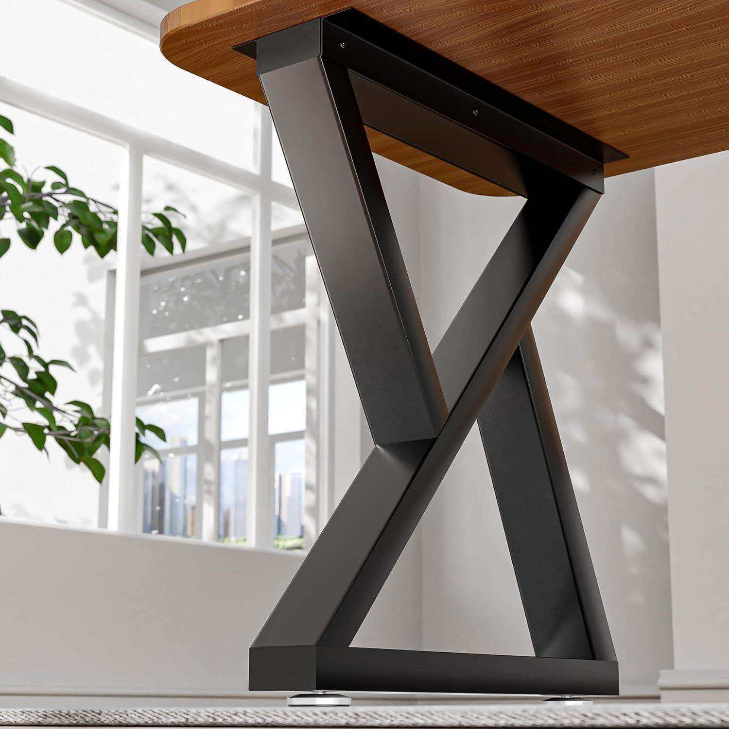 铁艺烤漆金属简约架餐桌子腿茶几办公室会议电脑桌桌腿大板桌脚