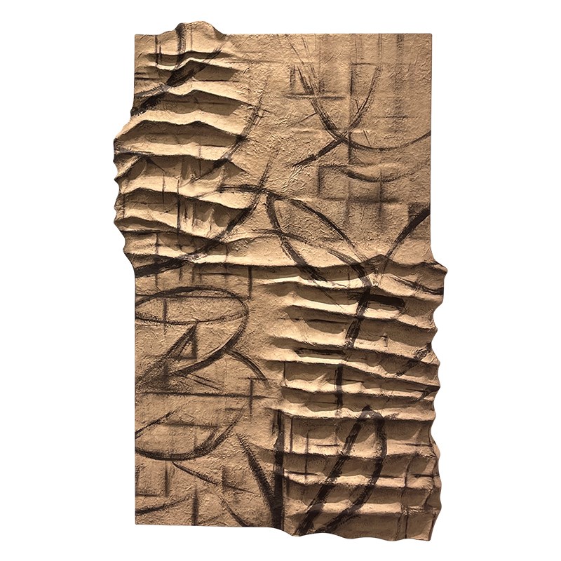 复古风走廊过道挂画手绘立体浮雕装置画现代室内楼梯间装饰画竖版图片
