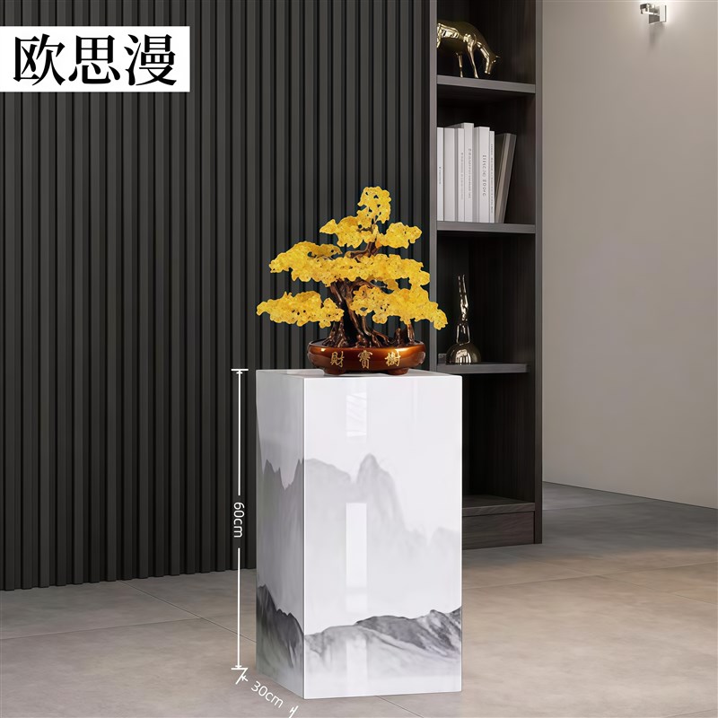 2025新款大理石花架客厅电视旁玄关走廊酒店会所U岩板花架底座摆