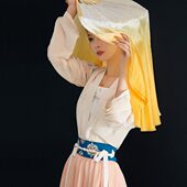 绸歌飘扇州秧子舞蹈扇长舞真丝舞蹈扇双面扇子胶古典跳大西厢寻他