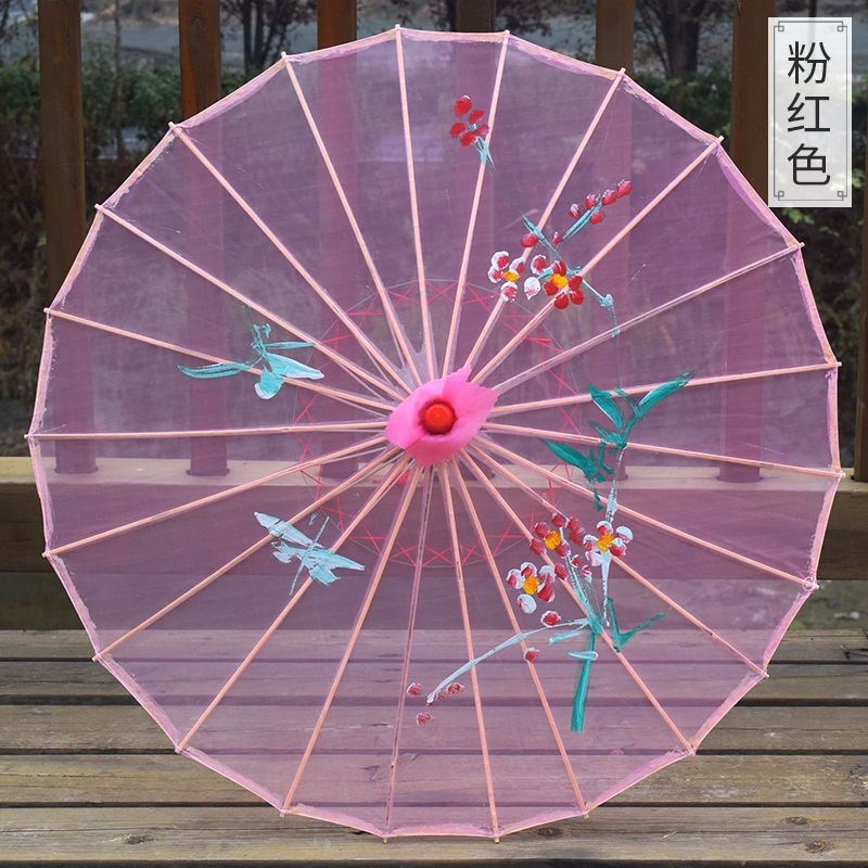舞蹈伞透明绢纱伞演出道具伞傣族古典走秀伞广P场跳舞伞古风油纸