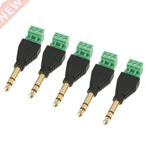 5 pcs 6.35mm 1/4 inch Green Stereo Audio Plug Terminal Adapt