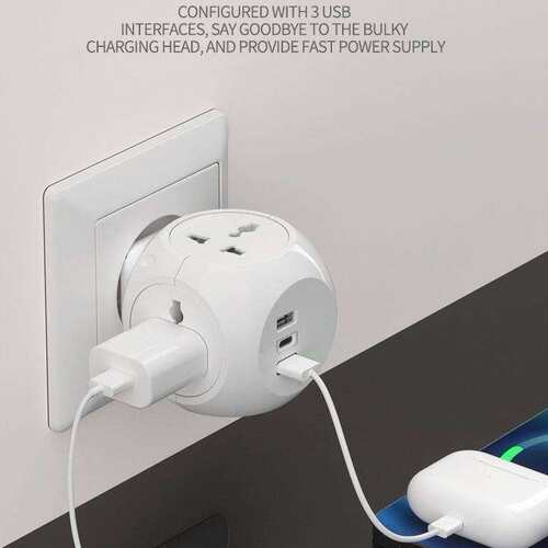 多用插座万能转换VEBAN无线多口纯铜核心USB+TYPEC=10.5W无开关魔