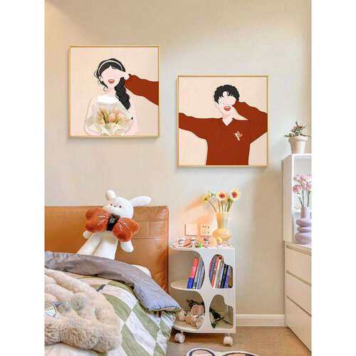 情侣房挂画喜庆婚房卧室装饰画情侣温馨房间床头挂画新房客厅玄关