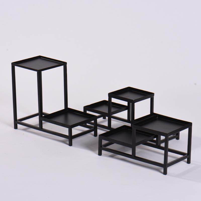 小博古架多宝阁简约现代日式铁艺紫砂壶架子小型桌面置物架展示架