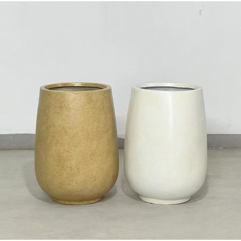 现代简约轻奢镁泥特大号大口径花盆高筒种树客厅摆件展厅设计商场