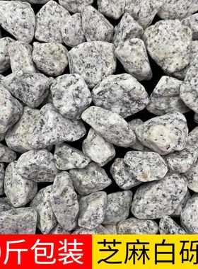 50斤黑白点芝h麻灰鹅卵石花岗岩黑色碎石子芝麻白色石子枯山水造
