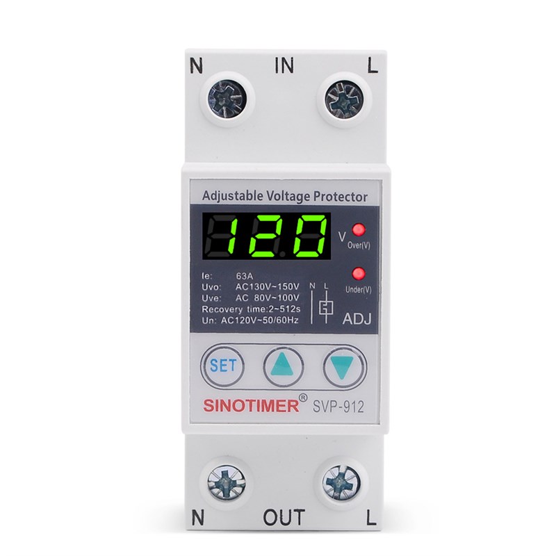 SVP-912 110V p120V 可调智能自复式过欠压保护器自动复位开关40A